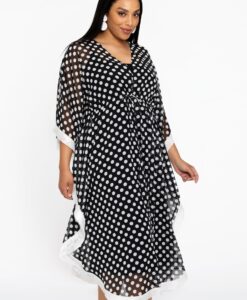 Yoek Kaftan DOTS | Zwart | Maat 42/44