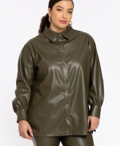 Yoek Blouse LEATHER | Licht Groen | Maat 42/44
