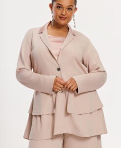 Yoek Blazer peplum ECO VERO | Licht Bruin | Maat 42/44