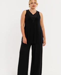 Yoek Wijde broek ECO VERO | Zwart | Maat 42/44
