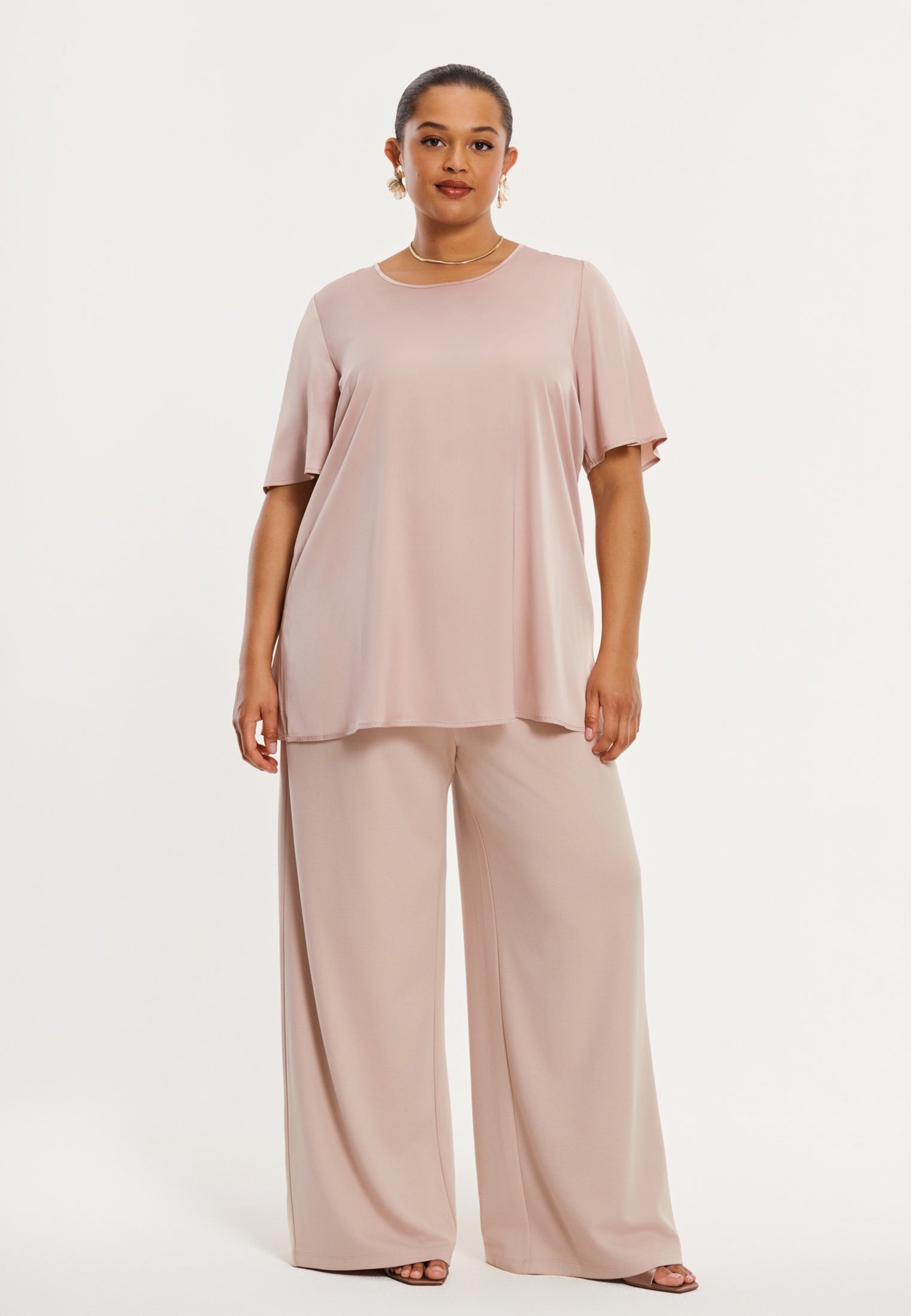 Yoek Wijde broek ECO VERO | Licht Bruin | Maat 42/44