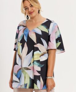 Yoek Tuniek flare PASTEL | Zwart | Maat 46/48