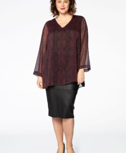 Yoek Leren stretch rok | Zwart | Maat 52
