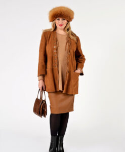 Yoek Leren stretch rok | Bruin | Maat 46