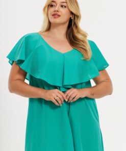 Yoek Jurk Swing met ruches SOFT | Groen | Maat 58/60