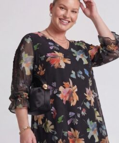 Yoek Tuniek wide bottom kant PRINTEMPS | Multi | Maat 42/44