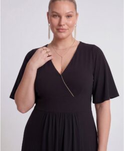 Yoek Maxi jurk | Zwart | Maat 54/56