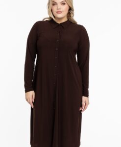 Yoek Blouse midi | Bruin | Maat 42/44