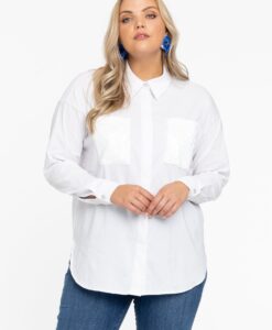 Yoek Blouse met pailletten | Wit | Maat 38/40