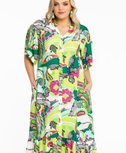Yoek Jurk met ruches AMALFI | Groen | Maat 38/40