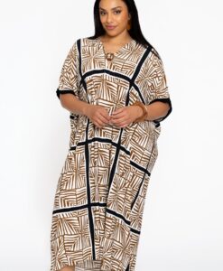 Yoek Kaftan TILES | Beige | Maat 46/48