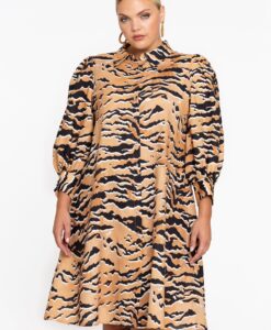Yoek Jurk met pofmouw MACHLI | Beige | Maat 50/52