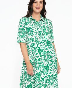 Yoek Blouse-jurk met ruches MYKONOS | Groen | Maat 38/40