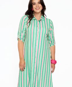 Yoek Blouse-jurk STRIPY | Groen | Maat 42/44