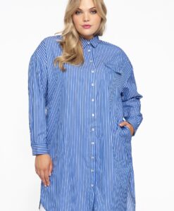 Yoek Blouse-jurk SMALL STRIPE | Blauw | Maat 42/44