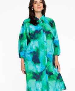Yoek Blouse jurk | Groen | Maat 46/48