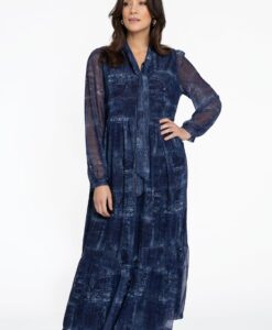 Yoek Jurk met volants DENIM MOUSSE | Blauw | Maat 38/40