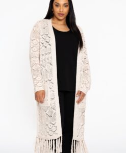 Yoek Vest lang gebreid | Licht Bruin | Maat 42/44