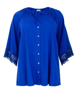 Yoek A-lijn blouse | Indigo | Maat 42/44