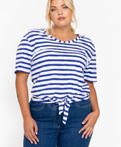 Yoek T-shirt met knoop RIVIERA | Indigo | Maat 42/44