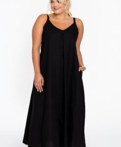 Yoek Mouwloze jurk | Zwart | Maat 42/44
