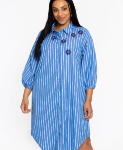 Yoek Blouse-jurk RIGHE | Indigo | Maat 42/44