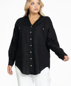 Yoek Blouse oversized | Zwart | Maat 38/40