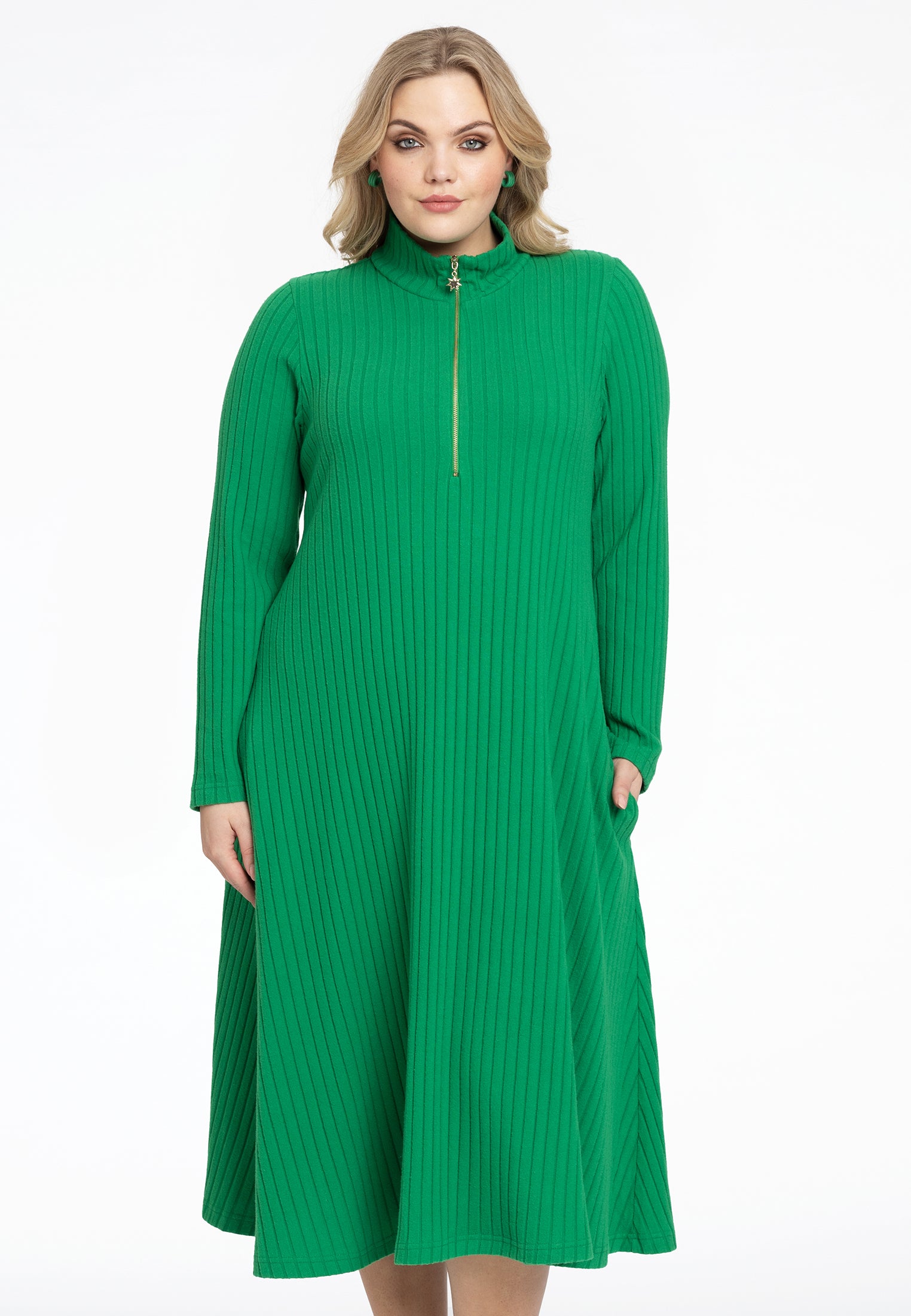 Yoek Trui-jurk met rits | Groen | Maat 38/40