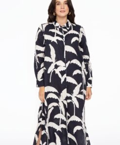 Yoek Lange blouse PALM TREE | Blauw | Maat 38/40