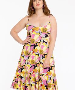Yoek Jurk met spaghetti bandjes | Zwart | Maat 42/44