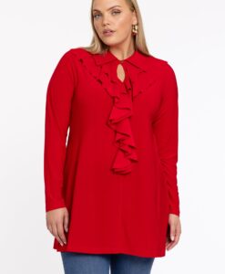Yoek Tuniek met ruches | Rood | Maat 54/56