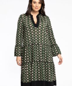 Yoek Jurk GEOMETRIC | Groen | Maat 38/40