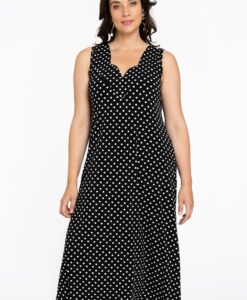 Yoek Mouwloze jurk DOTS | Zwart | Maat 58/60
