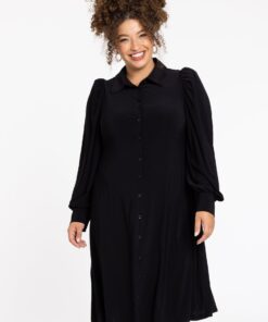 Yoek Jurk met pofmouw | Zwart | Maat 38/40