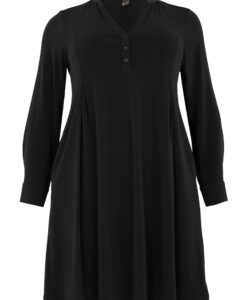 Yoek Jurk grandad collar | Zwart | Maat 42/44