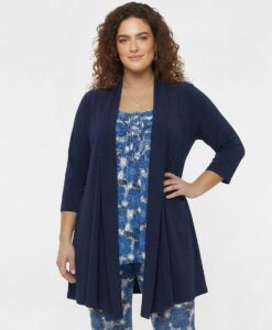 Yoek Cardigan met driekwart mouw | Blauw | Maat 58/60