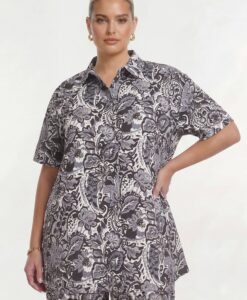 Yoek Blouse AQUABEL | Grijs | Maat 54/56