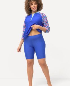 Grote Maten Zwembroek met halflange pijpen, Dames, blauw, Maat: 58/60, Synthetische vezels/Elastaan, Ulla Popken