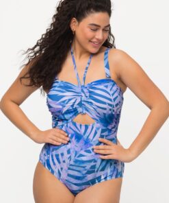 Grote Maten badpak, Dames, blauw, Maat: 54, Synthetische vezels/Elastaan, Ulla Popken