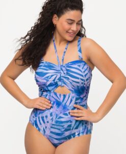 Grote Maten badpak, Dames, blauw, Maat: 54, Synthetische vezels/Elastaan, Ulla Popken