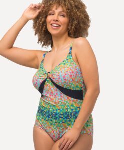 Grote Maten badpak, Dames, turquoise, Maat: 50, Synthetische vezels/Elastaan, Ulla Popken