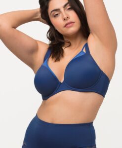 Grote Maten beugelbeha, Dames, blauw, Maat: 95B, Synthetische vezels/Elastaan, Ulla Popken