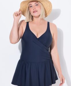 Grote Maten badjurk, Dames, blauw, Maat: 58, Synthetische vezels/Elastaan, Ulla Popken