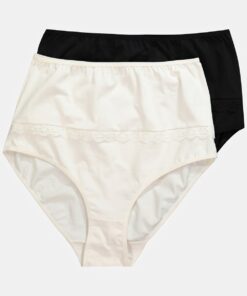 Grote Maten Maxislips. set van 2, Dames, wit, Maat: 46/48, Katoen/Synthetische vezels/Elastaan, Ulla Popken