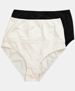 Grote Maten Maxislips. set van 2, Dames, wit, Maat: 46/48, Katoen/Synthetische vezels/Elastaan, Ulla Popken