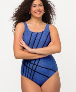 Grote Maten badpak, Dames, blauw, Maat: 62/64, Polyester/Elastaan, Ulla Popken