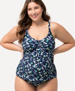 Grote Maten tankini, Dames, zwart, Maat: 44, Synthetische vezels/Elastaan, Ulla Popken