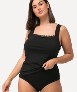 Grote Maten Supima-onderhemd, Dames, zwart, Maat: 58/60, Katoen, Ulla Popken