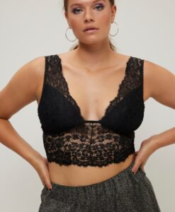 Grote Maten Kanten bh, Dames, zwart, Maat: 54/56, Synthetische vezels/Elastaan, Studio Untold