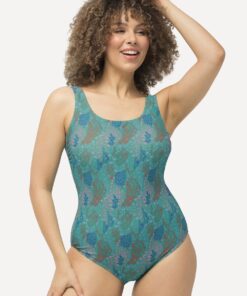 Grote Maten Badpak, Dames, turquoise, Maat: 58/60, Synthetische vezels/Elastaan, Ulla Popken